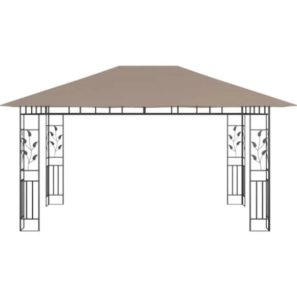 Partytält & paviljoner - Living Paviljong myggnät och ljusslinga LED 4x3x2,73 m taupe 180 g/m²