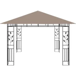 Partytält & paviljoner - Living Paviljong myggnät och ljusslinga LED 4x3x2,73 m taupe 180 g/m²