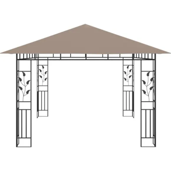 Partytält & paviljoner - Living Paviljong myggnät och ljusslinga LED 4x3x2,73 m taupe 180 g/m²