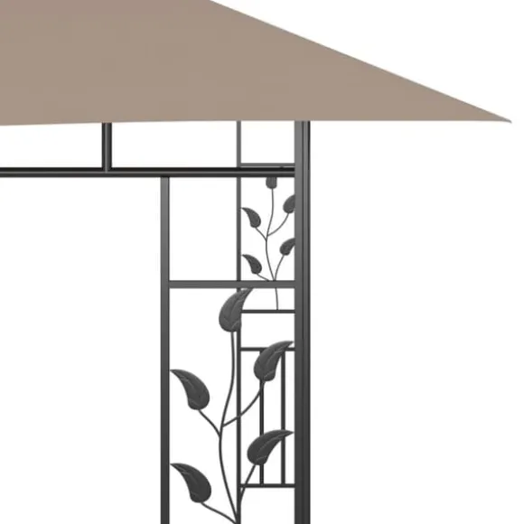 Partytält & paviljoner - Living Paviljong myggnät och ljusslinga LED 4x3x2,73 m taupe 180 g/m²