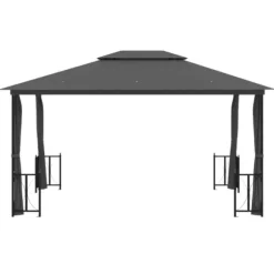 Partytält & paviljoner - Living Paviljong med draperier och dubbelt tak 3x4 m antracit