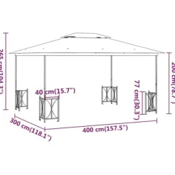 Partytält & paviljoner - Living Paviljong med draperier och dubbelt tak 3x4 m antracit
