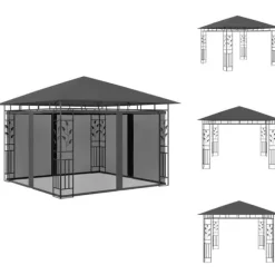 Partytält & paviljoner - Living Paviljong med myggnät 3x3x2,73 m antracit 180 g/m²