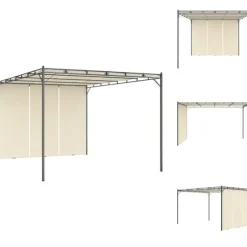 Partytält & paviljoner - Living Trädgårdspaviljong med draperier 4x3x2,25 m gräddvit