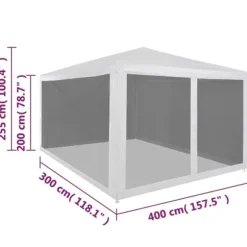 Partytält & paviljoner - Living Partytält med 4 sidoväggar i nät 4x3 m