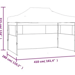 Partytält & paviljoner - Living Hopfällbart partytält med 3 sidoväggar 3x4 m stål vit