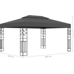 Partytält & paviljoner - Living Paviljong med dubbeltak och ljusslinga LED 3x4 m antracit