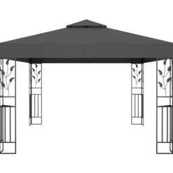 Partytält & paviljoner - Living Paviljong med dubbeltak och ljusslinga LED 3x4 m antracit