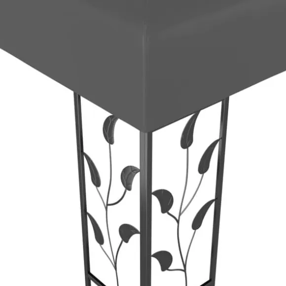 Partytält & paviljoner - Living Paviljong med dubbeltak och ljusslinga LED 3x4 m antracit