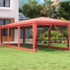Partytält med 8 sidoväggar i nät - Vattentålig paviljong | Färg: Röd | Storlek: 3x9 m