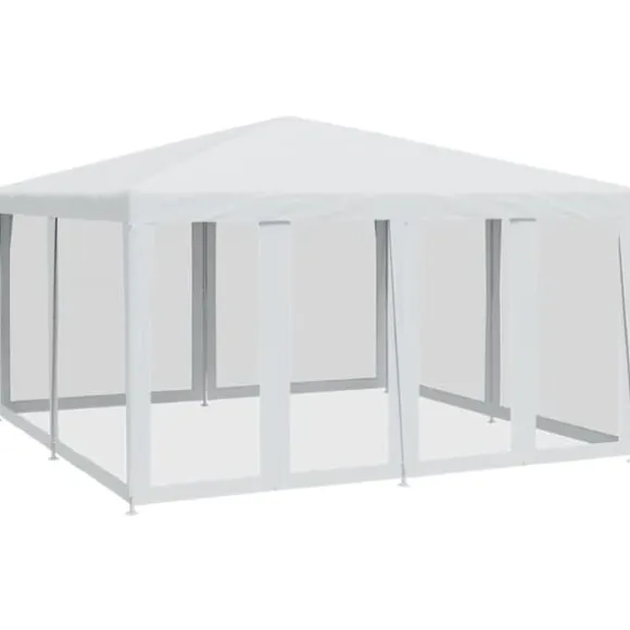 Partytält med 8 sidoväggar i nät 4x4 m HDPE vit