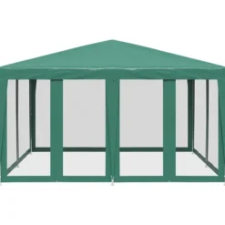 Partytält med 8 sidoväggar i nät 4x4 m HDPE grön