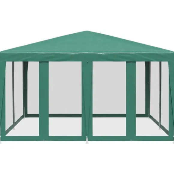 Partytält med 8 sidoväggar i nät 4x4 m HDPE grön