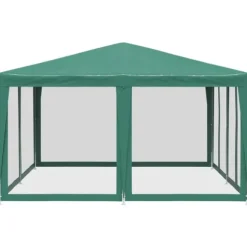 Partytält med 8 sidoväggar i nät 4x4 m HDPE grön