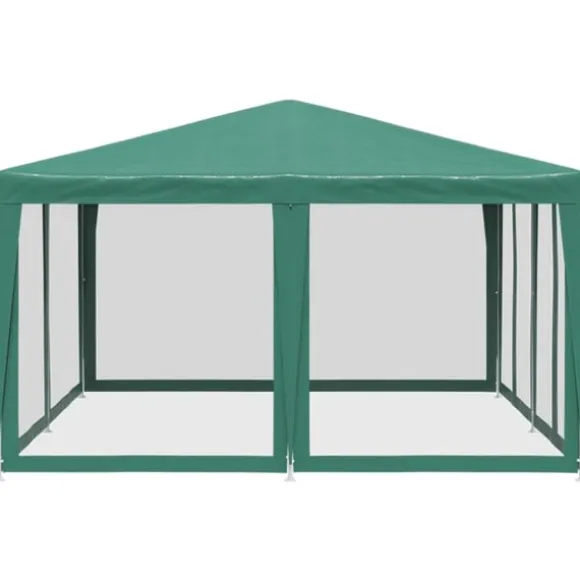 Partytält med 8 sidoväggar i nät 4x4 m HDPE grön
