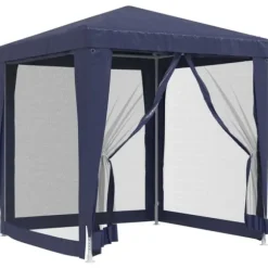 Partytält med 4 sidoväggar i nät 2x2 m HDPE blå