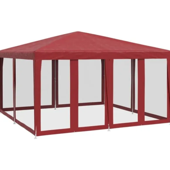 Partytält med 8 sidoväggar i nät 4x4 m HDPE röd