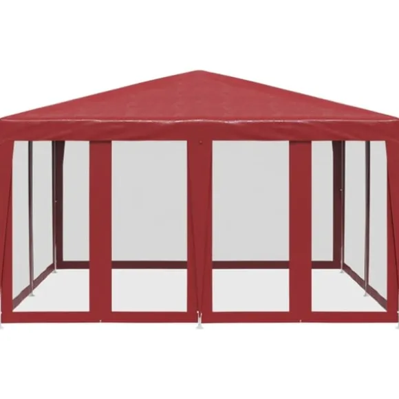 Partytält med 8 sidoväggar i nät 4x4 m HDPE röd