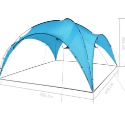 Partytält valv 450x450x265 cm - Perfekt för fester och grillkvällar | Färg: Ljusblå | Storlek: 450x450x265 cm
