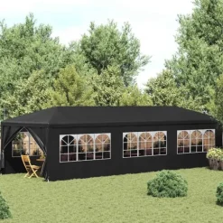 Partytält 3x9 m - UV- och vattenbeständigt med fönster | Färg: Antracit | Storlek: 3x9 m