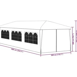 Partytält 3x9 m - UV- och vattenbeständigt med fönster | Färg: Antracit | Storlek: 3x9 m