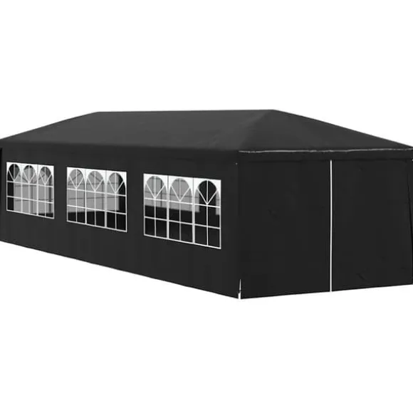 Partytält 3x9 m - UV- och vattenbeständigt med fönster | Färg: Antracit | Storlek: 3x9 m