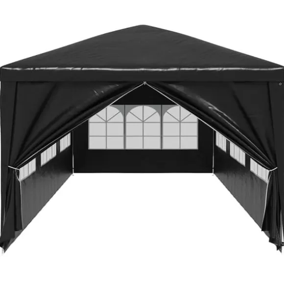 Partytält 3x9 m - UV- och vattenbeständigt med fönster | Färg: Antracit | Storlek: 3x9 m