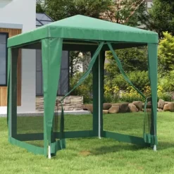 Partytält 2x2 m med 4 sidoväggar i nät - Vattentåligt | Färg: Grön | Storlek: 2x2 m