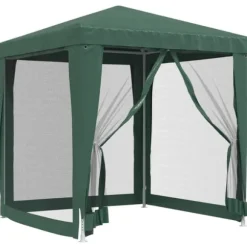 Partytält 2x2 m med 4 sidoväggar i nät - Vattentåligt | Färg: Grön | Storlek: 2x2 m