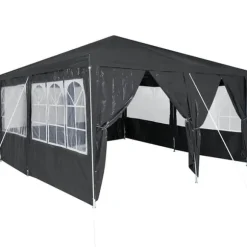 Partytält 4x4 m med 8 väggar - Rymligt och stiligt | Färg: Antracit | Material: PE