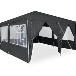 Partytält 4x4 m med 8 väggar - Rymligt och stiligt | Färg: Antracit | Material: PE