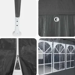 Partytält 4x4 m med 8 väggar - Rymligt och stiligt | Färg: Antracit | Material: PE