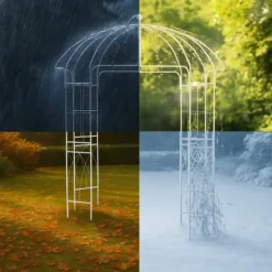 Pavilion Rose Arch - Pergola - Väderbeständig metall - Landsbygdens elegant trädgårdsdekoration