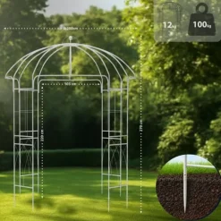 Pavilion Rose Arch - Pergola - Väderbeständig metall - Landsbygdens elegant trädgårdsdekoration