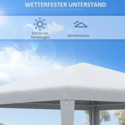 Paviljong 2,7×2,7 m vattenavvisande & vintertålig, vit