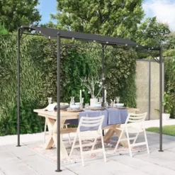Paviljong för uteplats - Antracit 2x2,3 m | Material: 180 g/m² tyg & Stål