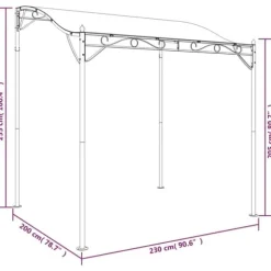 Paviljong för uteplats - Antracit 2x2,3 m | Material: 180 g/m² tyg & Stål