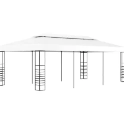 Paviljong för utomhusbruk 6x3 m - Solskydd och regnskydd | Färg: Vit | Storlek: 6x3 m