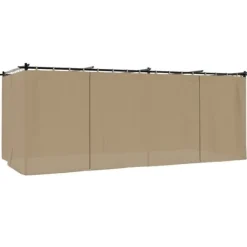 Paviljong med draperi - Robust uteplatslösning | Färg: Taupe | Storlek: 6x3 m