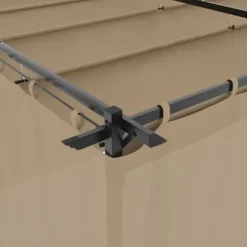 Paviljong med draperi - Robust uteplatslösning | Färg: Taupe | Storlek: 6x3 m