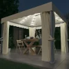 Paviljong med draperi och ljusslinga LED 3x3 m gräddvit