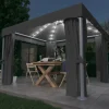 Paviljong med draperi och ljusslinga LED 3x3 m | Färg: Antracit | Storlek: 3x3 m