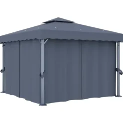 Paviljong med draperi och ljusslinga LED 3x3 m | Färg: Antracit | Storlek: 3x3 m