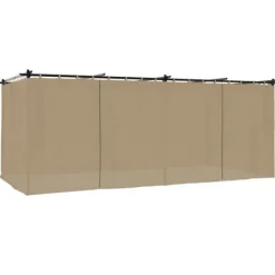 Paviljong med draperi taupe 6x3 m stål