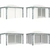 Paviljong med draperier 400 x 300 cm gräddvit aluminium - Paviljong - Paviljonger - Home & Living