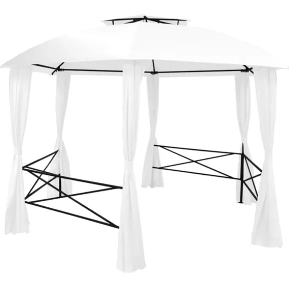 Paviljong med draperier 360x312x265 cm vit 180 g/m²
