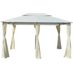 Paviljong med draperier 4x3 m vit