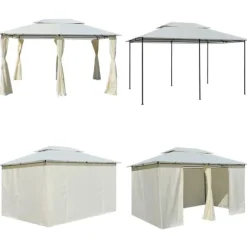 Paviljong med draperier 4x3 m vit - Paviljong - Paviljonger - Home & Living