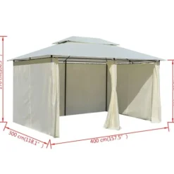 Paviljong med draperier 4x3 m vit - Paviljong - Paviljonger - Home & Living
