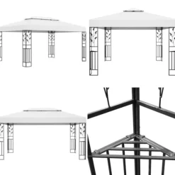 Paviljong med dubbeltak 3x4 m vit - Paviljong - Paviljonger - Home & Living